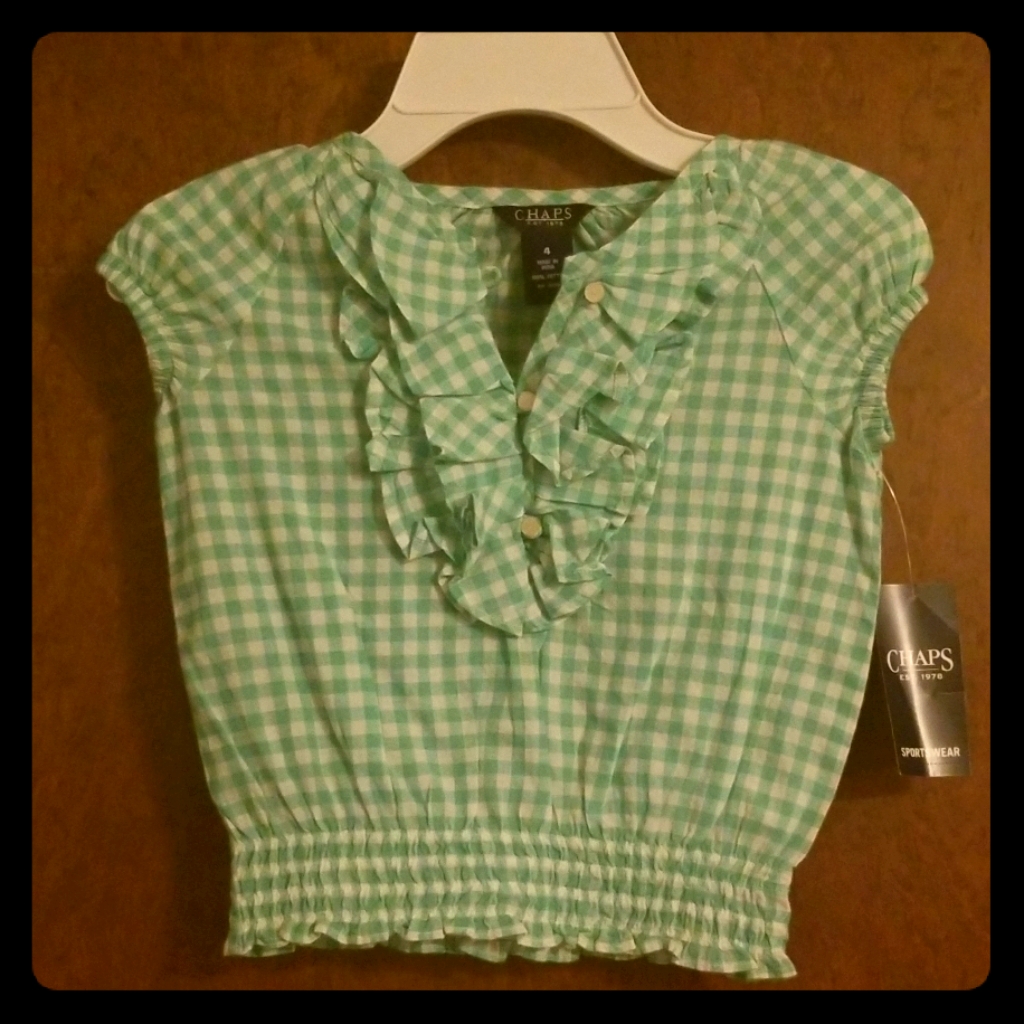 Chaps Ruffled Gingham Top